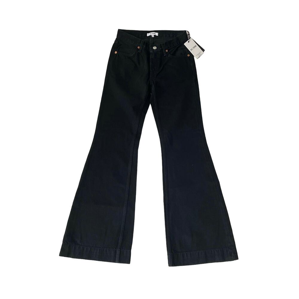 Re/Done Stove Pipe Flare High Rise Jeans Denim Black Size 23